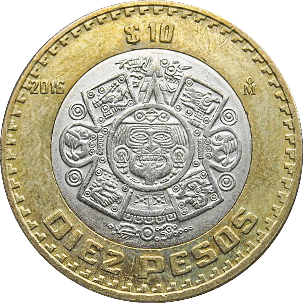 Moneda 10 Nuevos Pesos Bimetálica Plata
