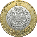 Moneda 10 Nuevos Pesos Bimetálica Plata