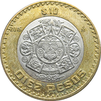 Moneda 10 Nuevos Pesos Bimetálica Plata
