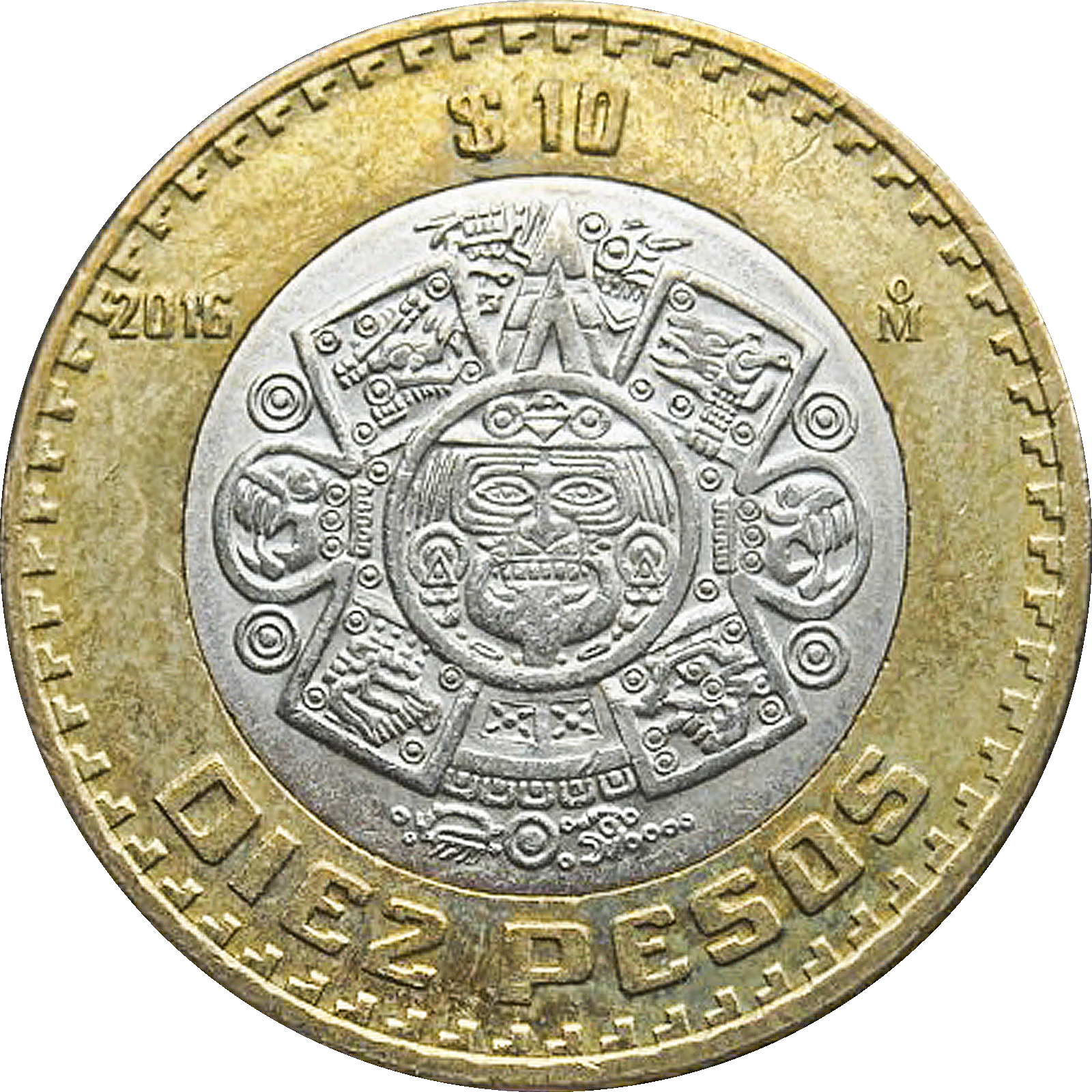 Moneda 10 Nuevos Pesos Bimetálica Plata