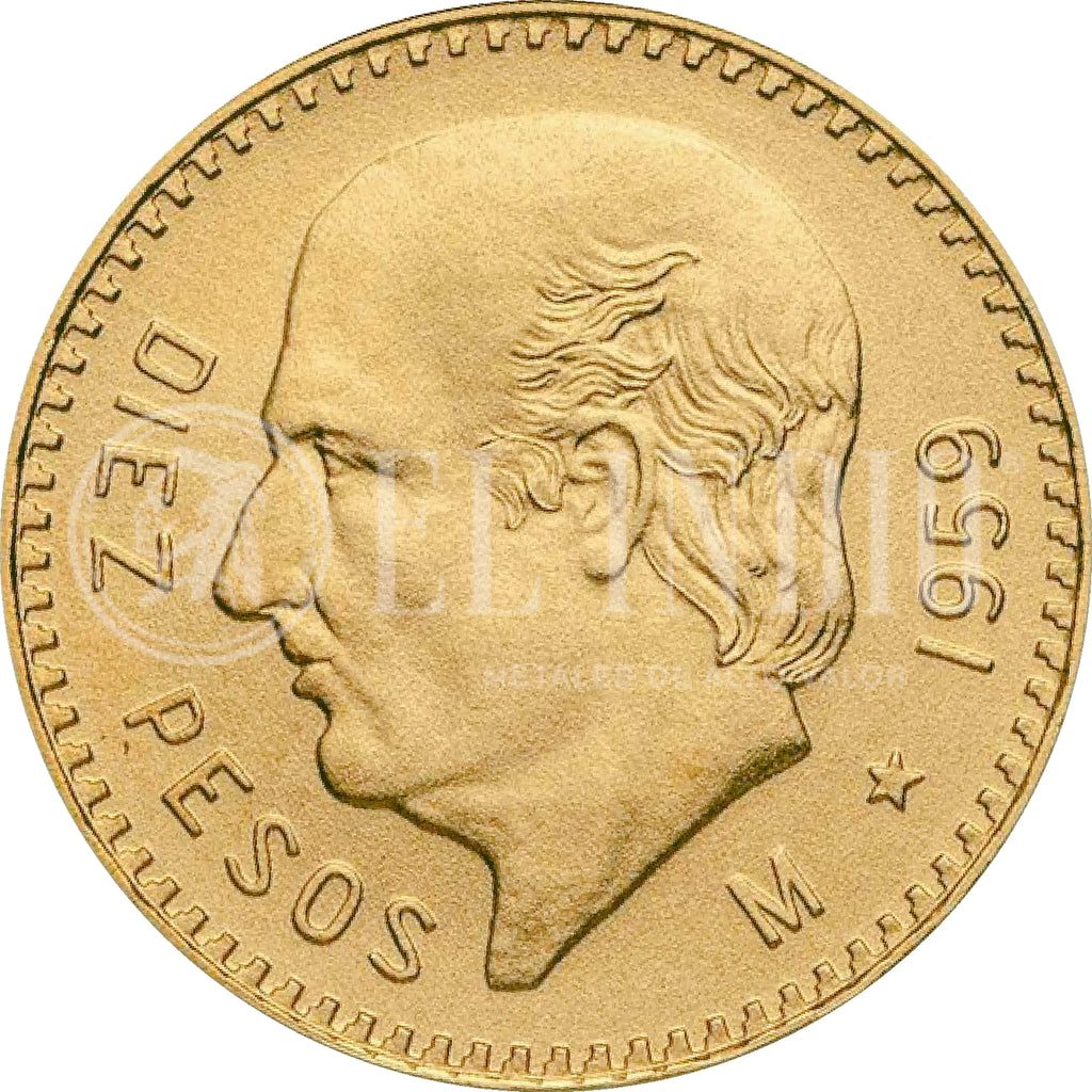 Moneda 10 Pesos Hidalgo Oro (Año Aleatorio)