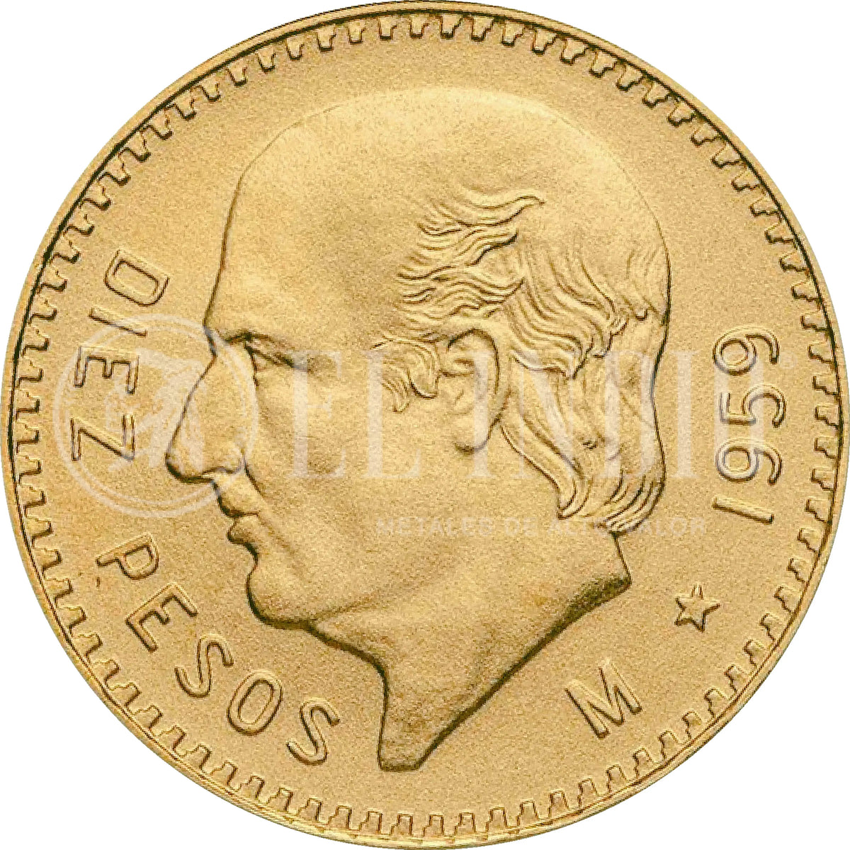 Moneda 10 Pesos Hidalgo Oro (Año Aleatorio)