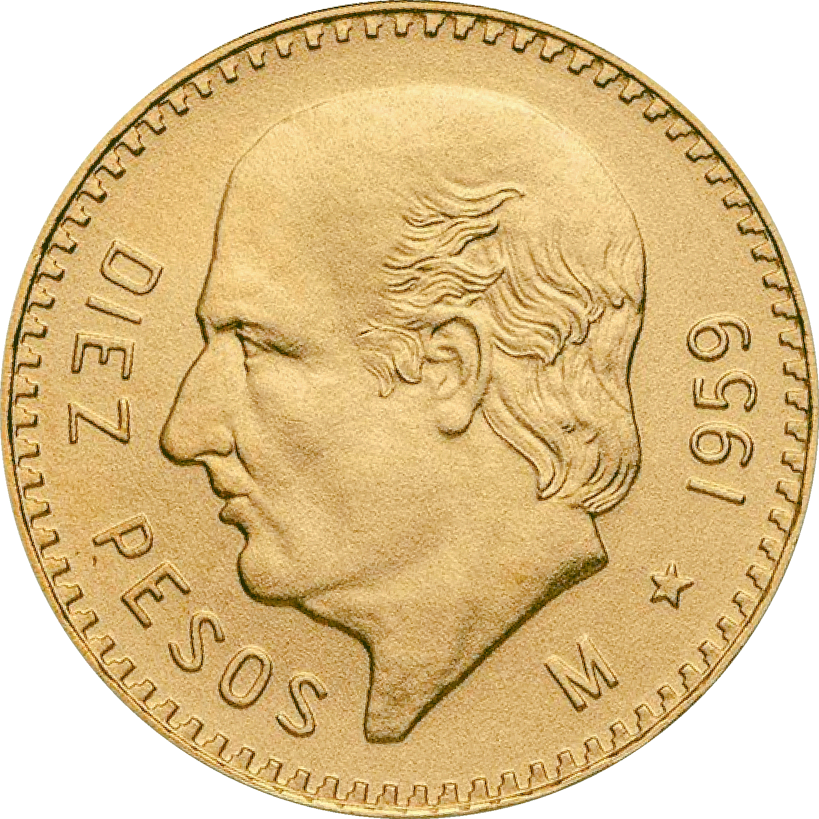 Moneda 10 Pesos Hidalgo Oro