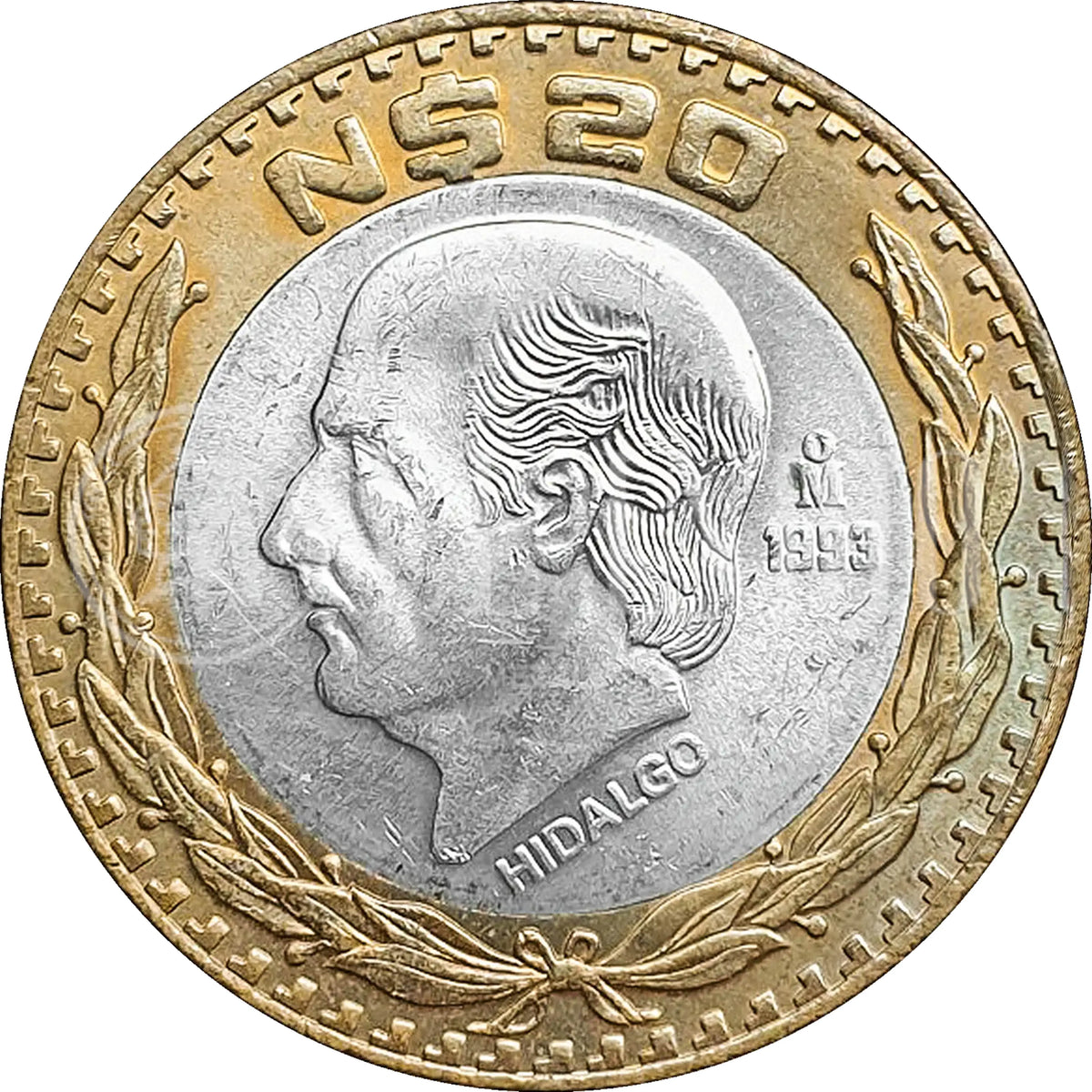 Moneda 20 Nuevos Pesos Bimetálica Plata/Bronce-Aluminio