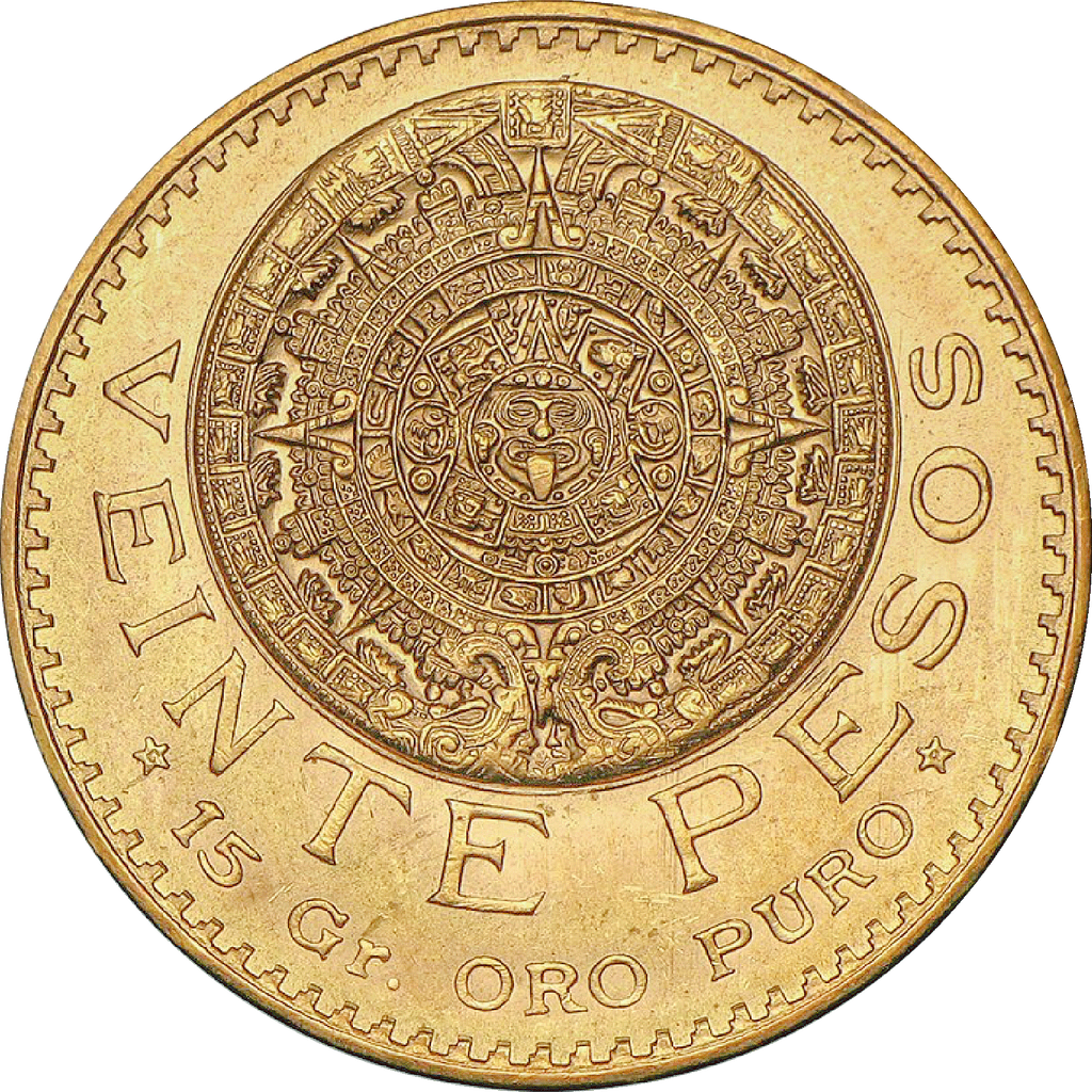 Moneda 20 Pesos Azteca Oro 
