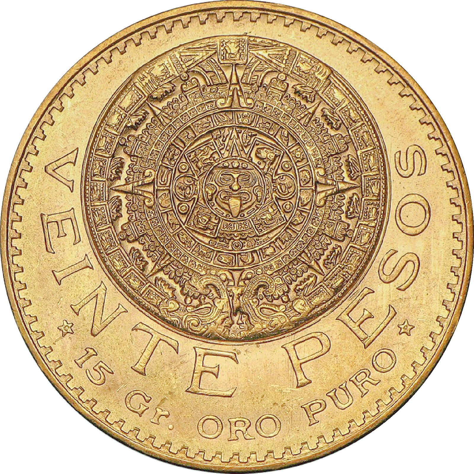 Moneda 20 Pesos Azteca Oro 