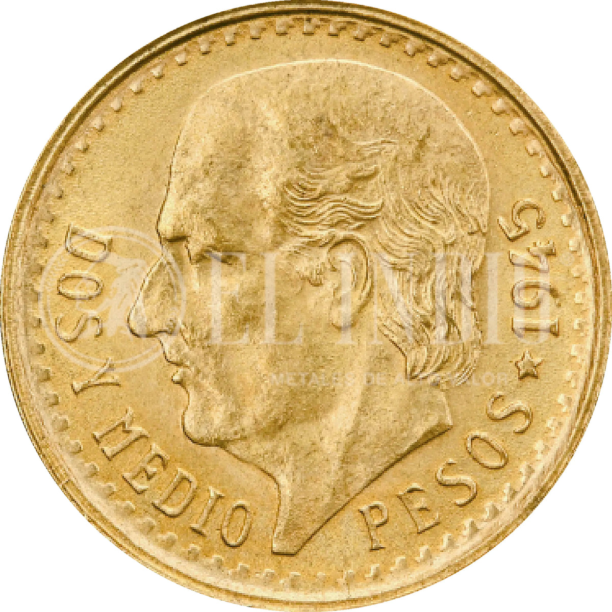 Moneda 2 1/2 Pesos Hidalgo Oro (Año Aleatorio)