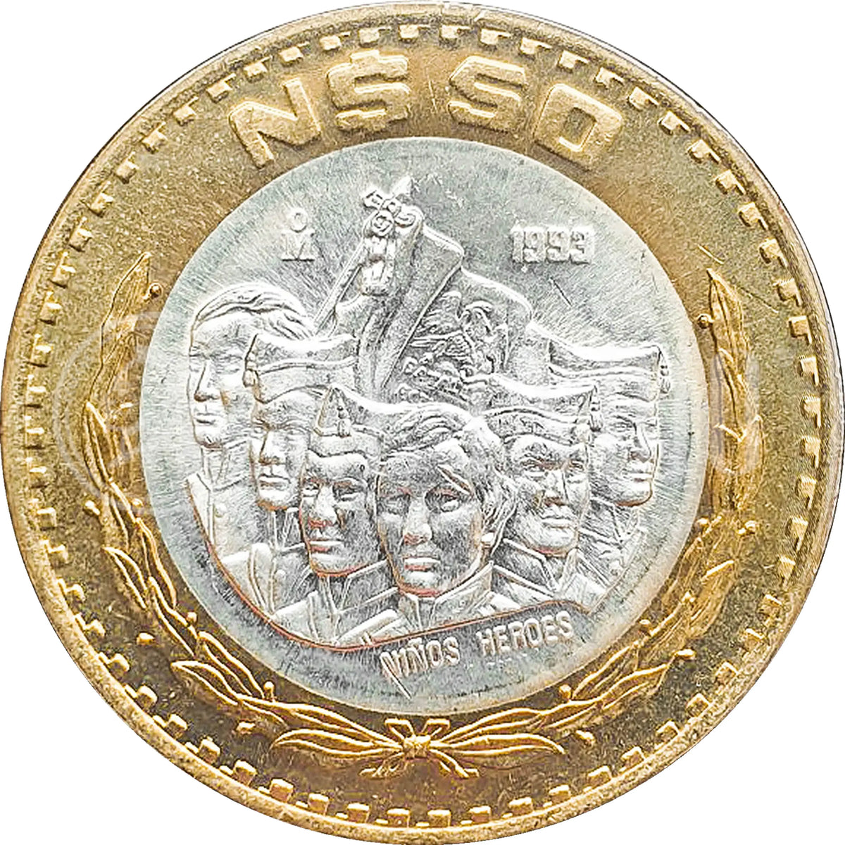 Moneda 50 Nuevos Pesos Bimetálica Plata/Latón