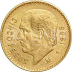 Moneda 5 Pesos Hidalgo Oro (Año Aleatorio)