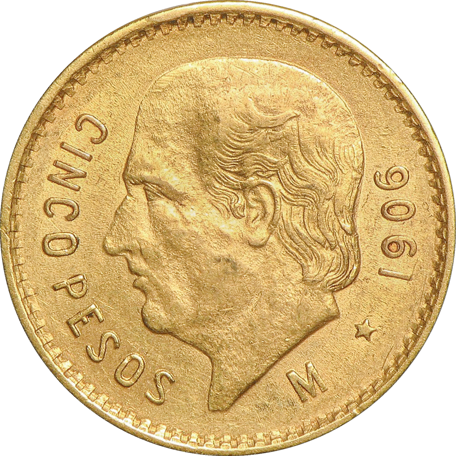 Moneda 5 Pesos Hidalgo Oro