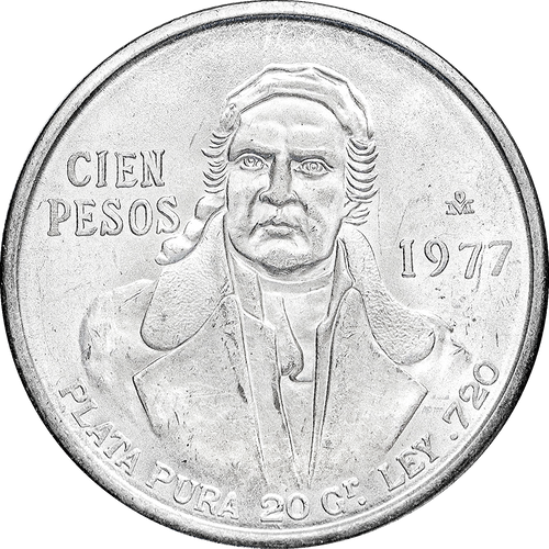 Moneda de Plata 100 Pesos Morelos