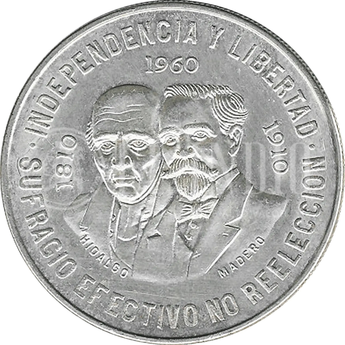 Moneda de Plata 10 Pesos Hidalgo y Madero