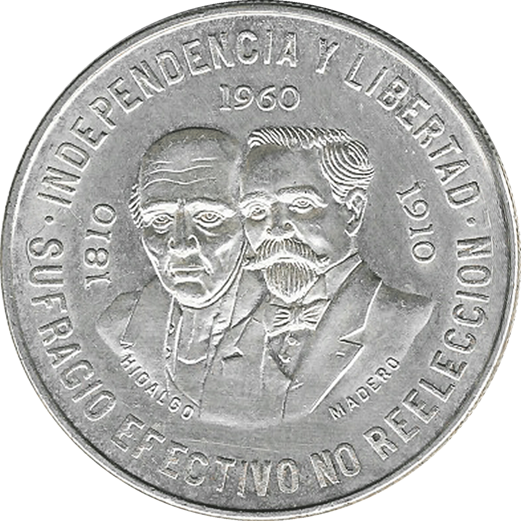 Moneda de Plata 10 Pesos Hidalgo y Madero