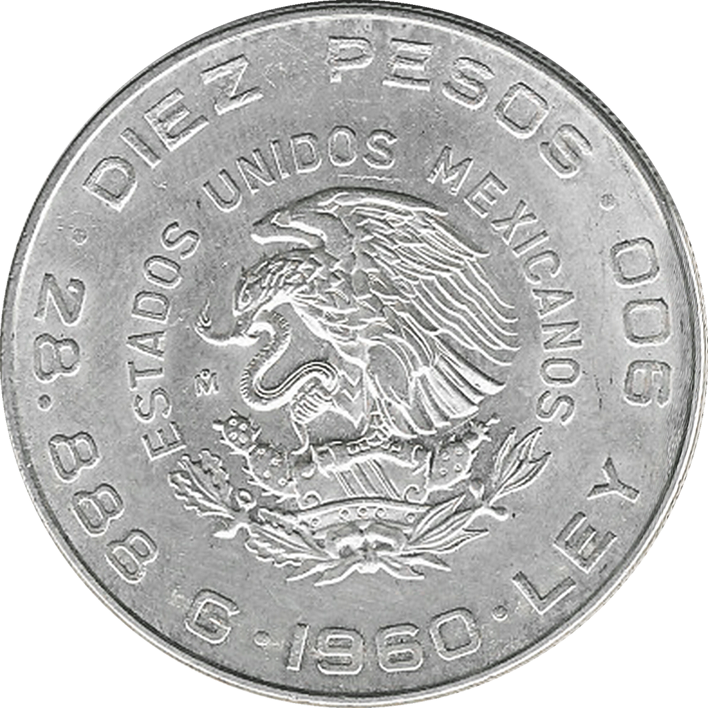 Moneda de Plata 10 Pesos Hidalgo y Madero
