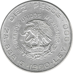 Moneda de Plata 10 Pesos Hidalgo y Madero