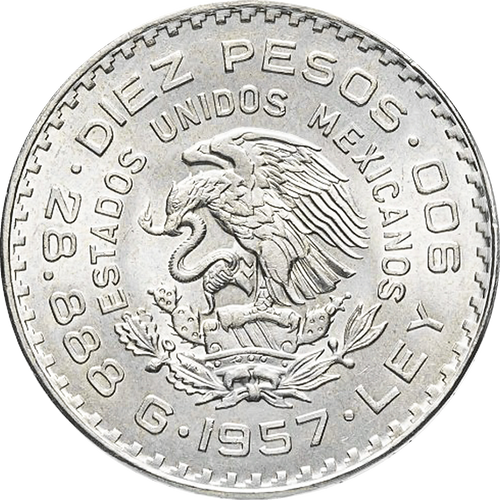 Moneda de Plata 10 Pesos Juárez