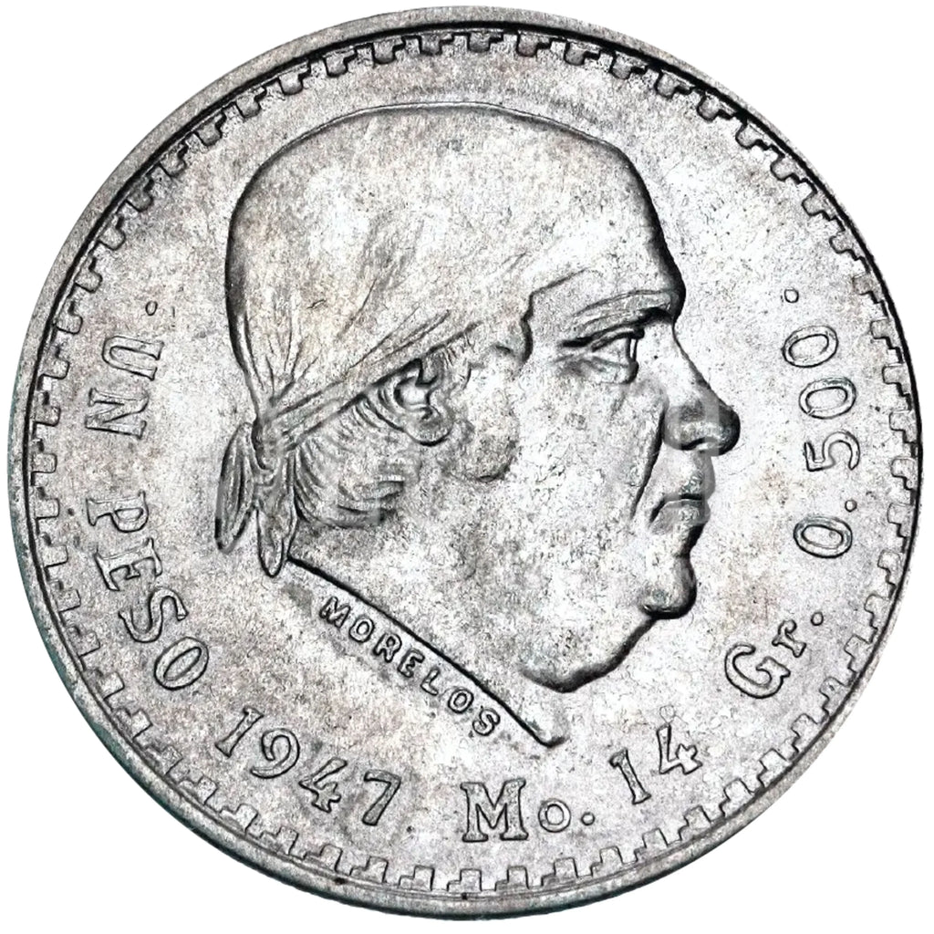 Moneda de Plata 1 Peso Morelos Cachetón