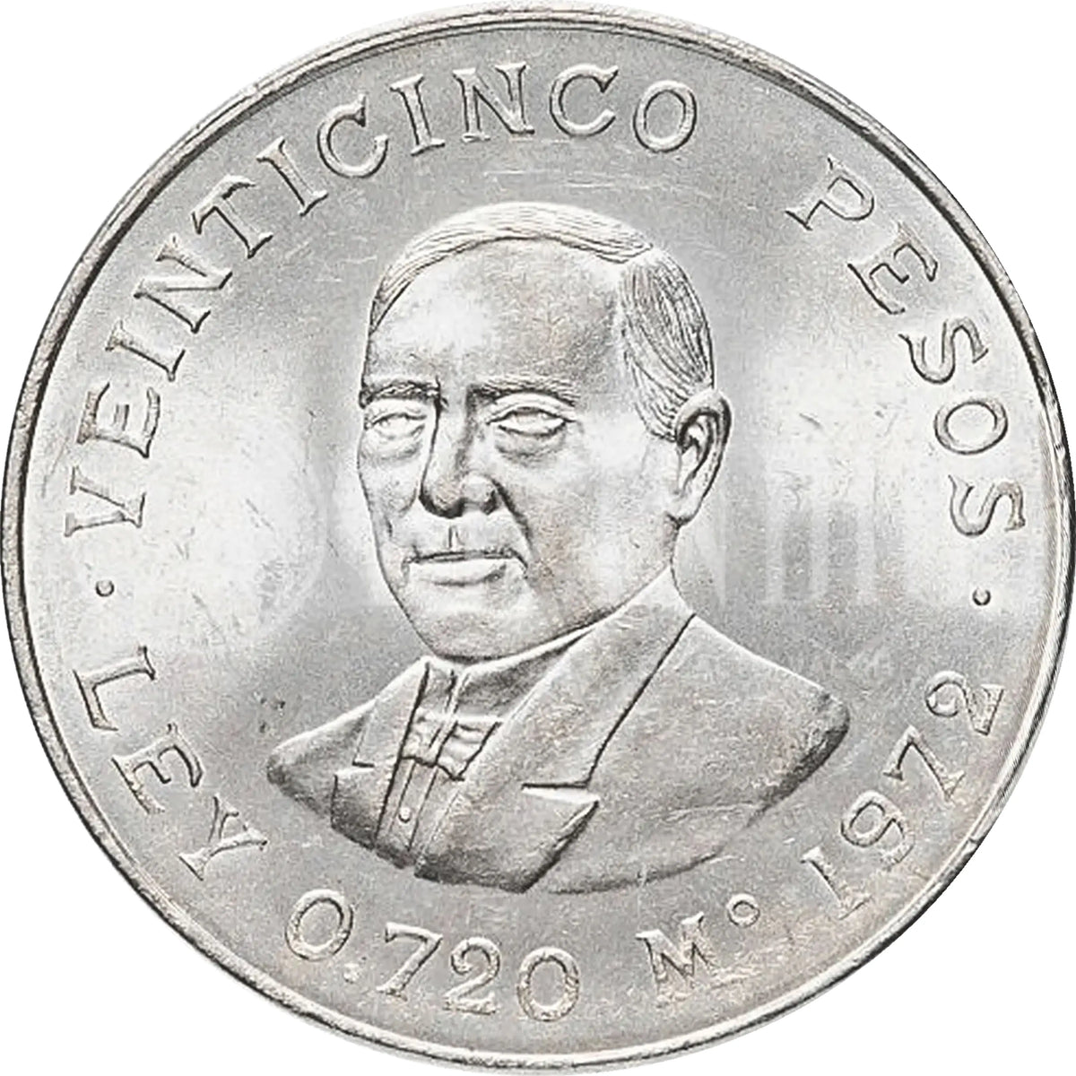 Moneda de Plata 25 Pesos Juárez Plata 1972