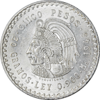 Moneda de Plata 5 Pesos Cuauhtémoc