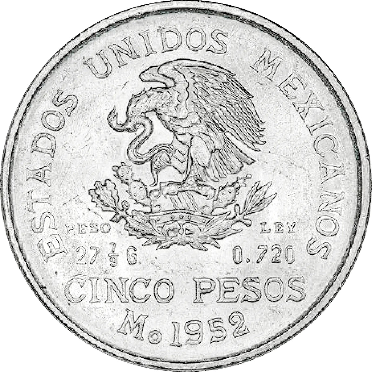 Moneda de Plata 5 Pesos Hidalgo "Grande"