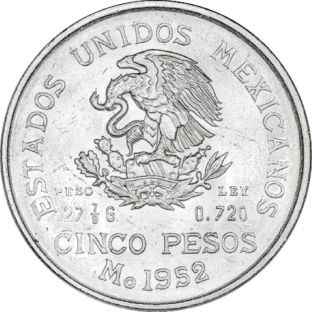 Moneda de Plata 5 Pesos Hidalgo Grande
