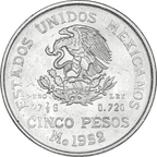 Moneda de Plata 5 Pesos Hidalgo Grande