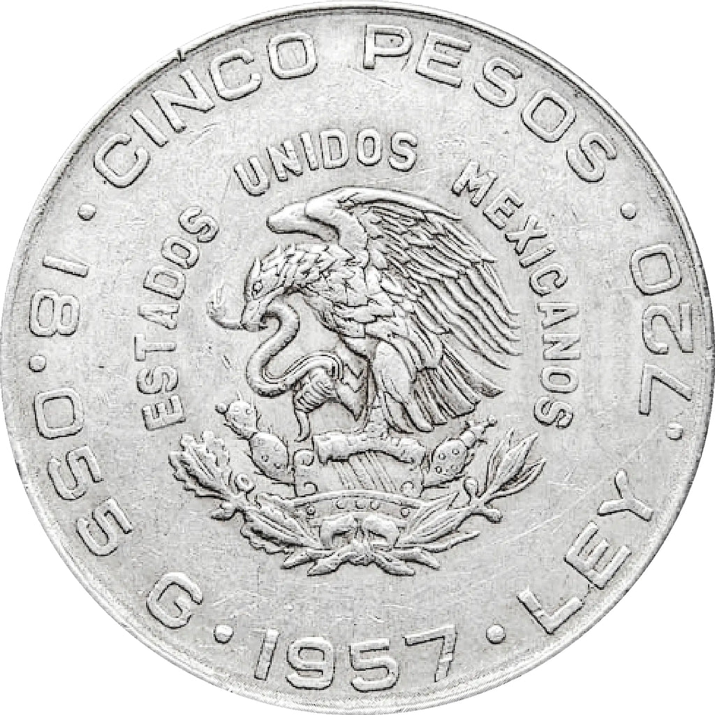 Moneda de Plata 5 Pesos Hidalgo "Chico"