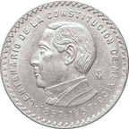 Moneda de Plata 5 Pesos Juárez 1957