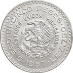 Moneda de Plata 5 Pesos Juárez 1957