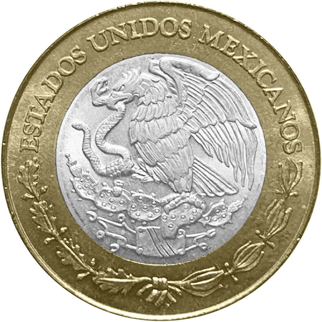 Moneda 10 Nuevos Pesos Bimetálica Plata/Bronce-Aluminio