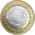 Moneda 10 Nuevos Pesos Bimetálica Plata/Bronce-Aluminio