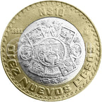 Moneda 10 Nuevos Pesos Bimetálica Plata/Bronce-Aluminio