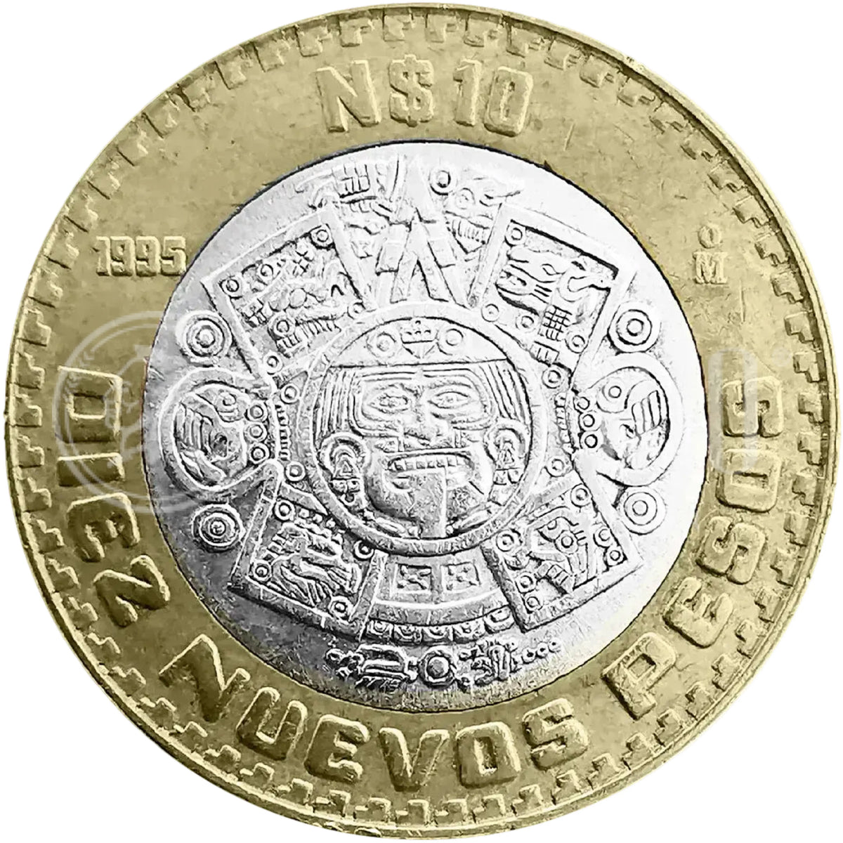 Moneda 10 Nuevos Pesos Bimetálica Plata/Bronce-Aluminio