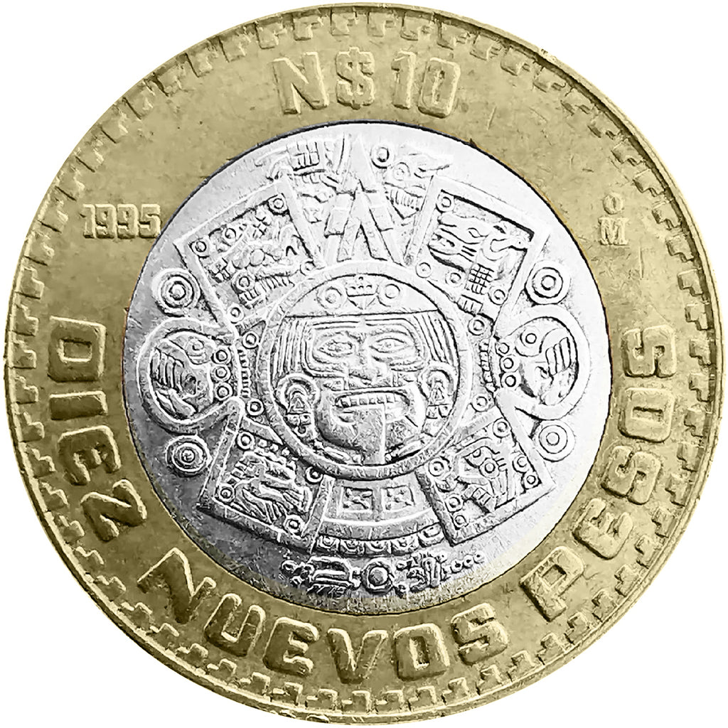 Moneda 10 Nuevos Pesos Bimetálica Plata/Bronce-Aluminio