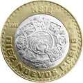 Moneda 10 Nuevos Pesos Bimetálica Plata/Bronce-Aluminio