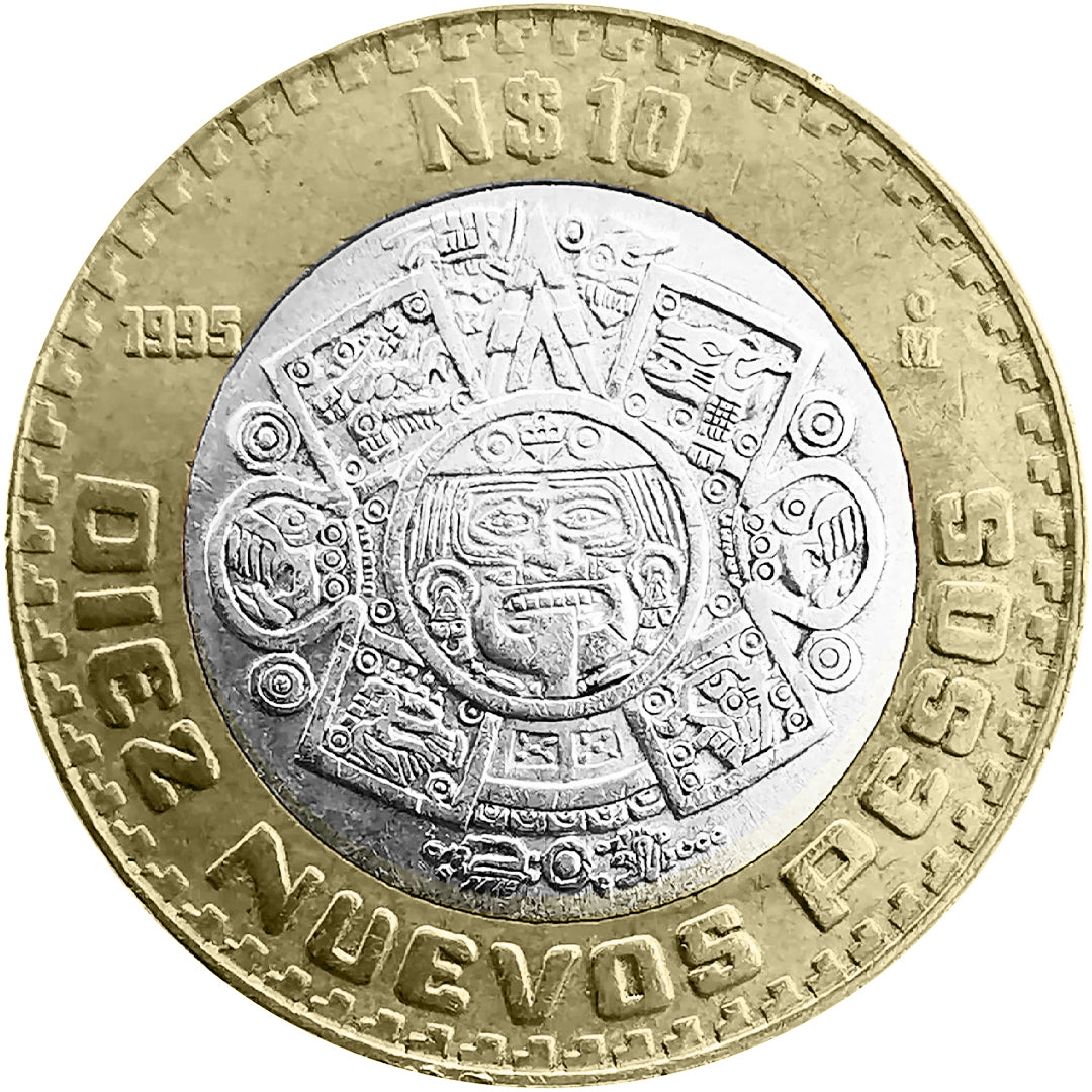 Moneda 10 Nuevos Pesos Bimetálica Plata/Bronce-Aluminio